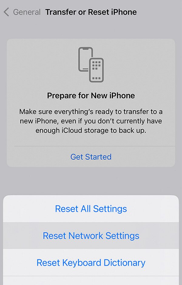 reset network settings on iphone