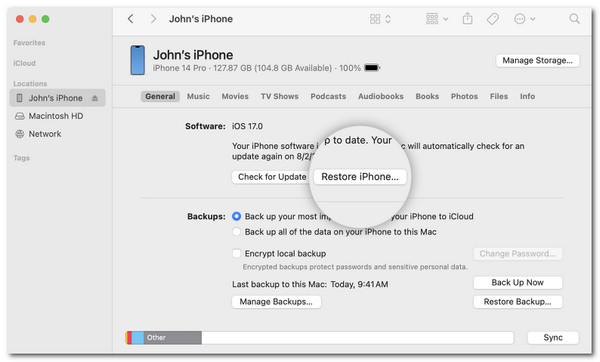 restore iphone with itunes or finder