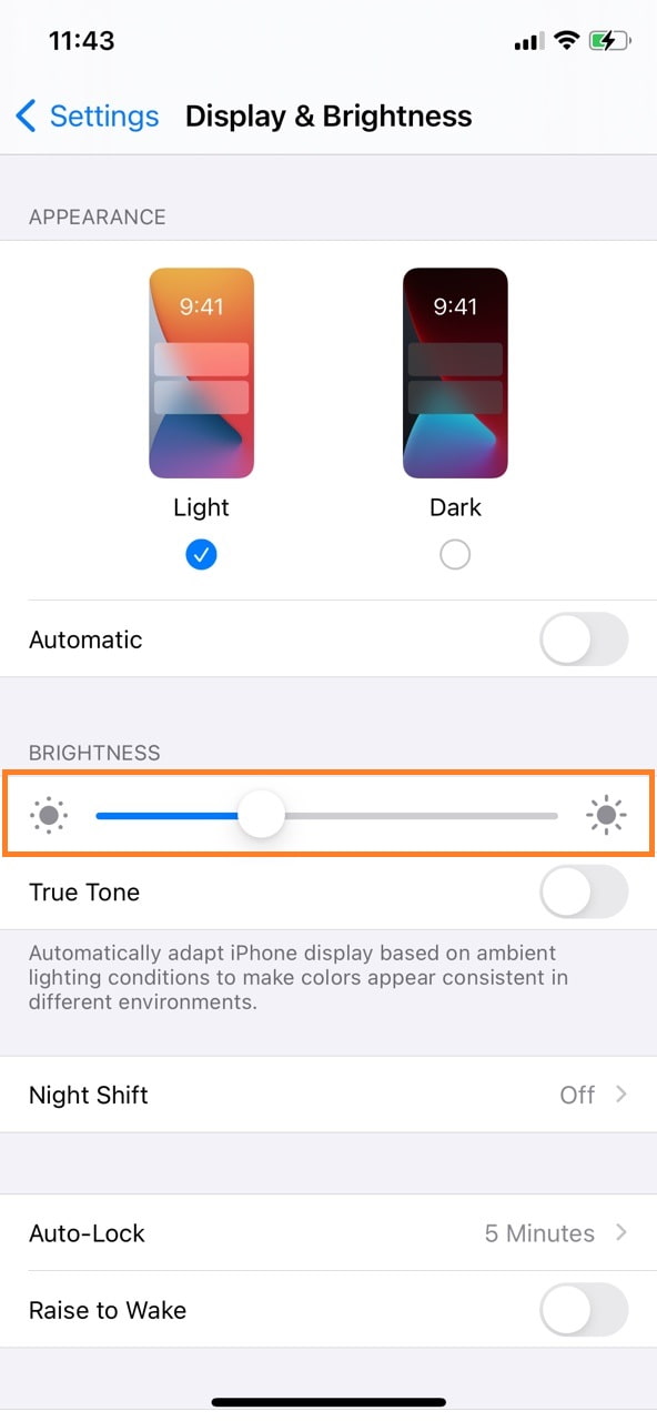 Enabling Auto-Brightness