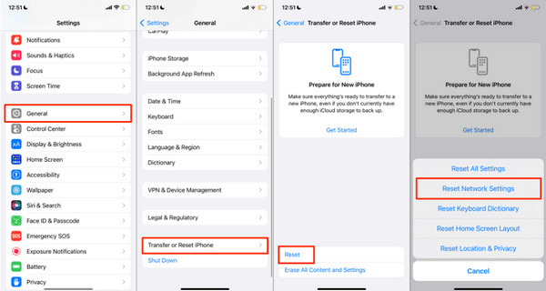 reset network settings on iphone