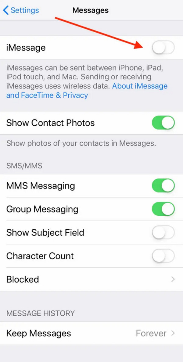 turn on messages features