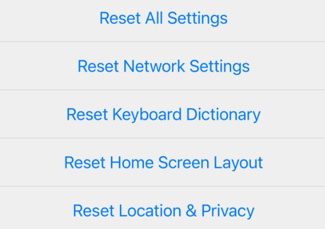 reset all settings on iphone