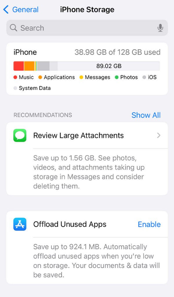 check iphone storage