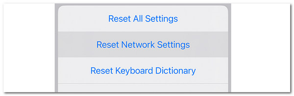 tap reset network settings button