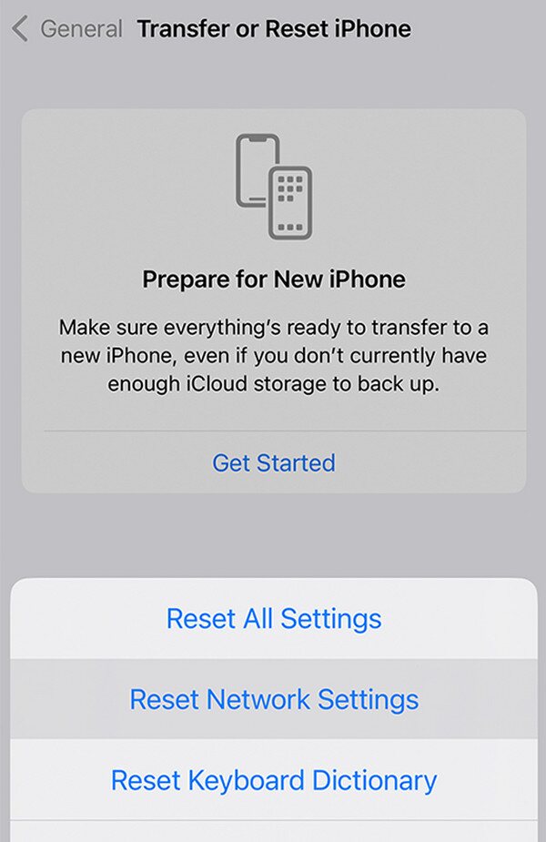 choose reset network settings on iphone