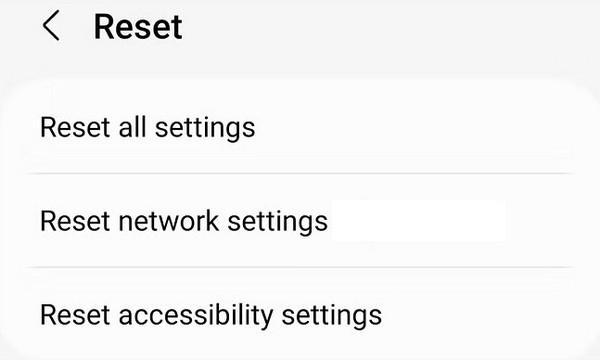 reset network settings on android