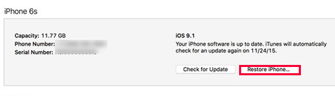 Restore iPhone via iTunes