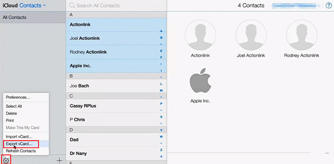 backup gmail contacts to icloud from iphone