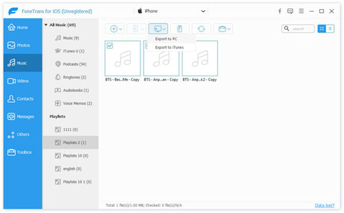 Transfer Music between Computer and iPad export music