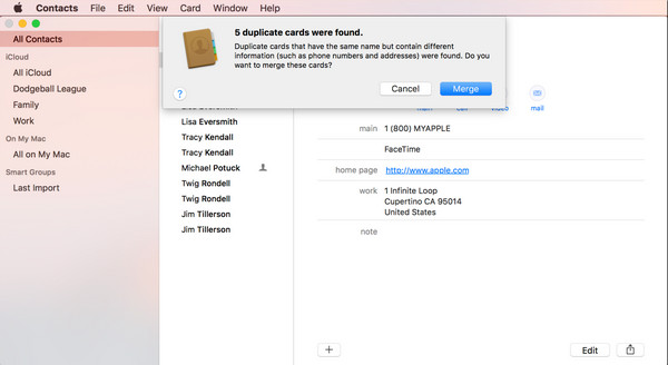 merge contacts on iphoen through mac