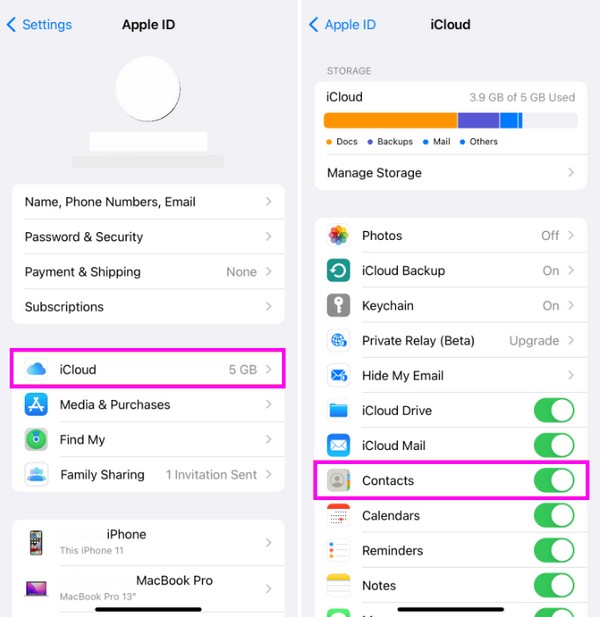 transfer contact via icloud sync