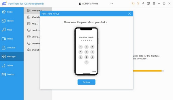 enter iphone passcode to access messages