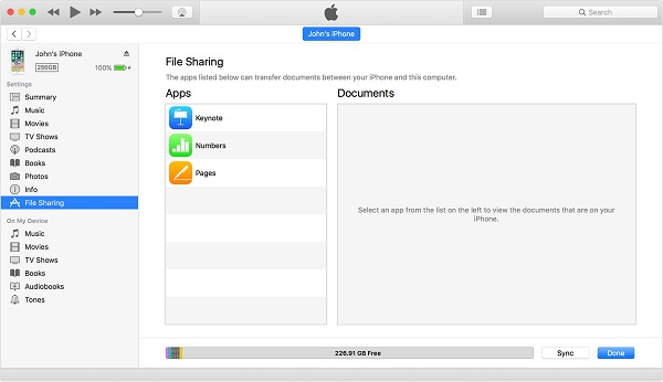 itunes file sharing