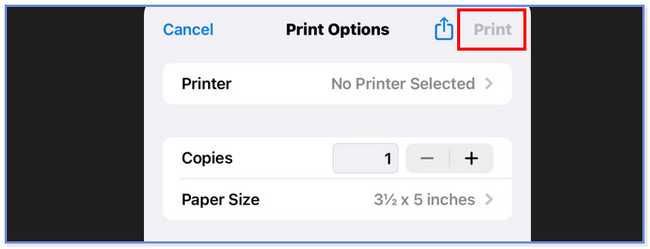 Tap the Printer button