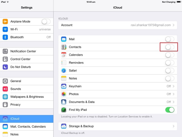 transfer data icloud setting