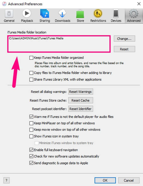 external drive itunes folder location path