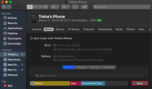 使用 iTunes/Finder 将音乐从 iPhone 传输到 Mac