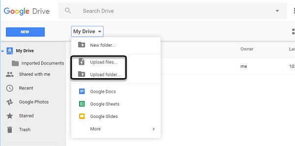 upload file google drive