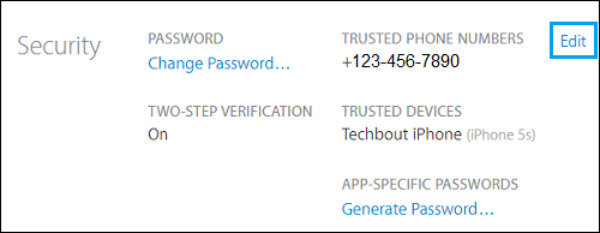 edit security settings apple id