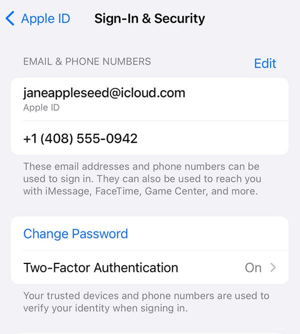 change password on iphone settings