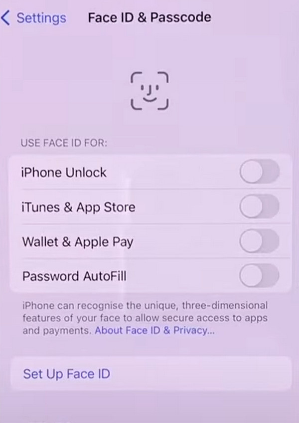 lock apps via face id