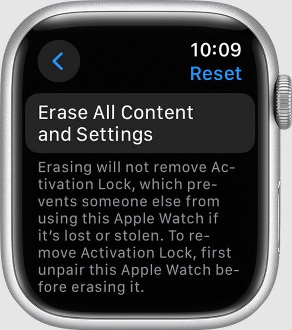 choose erase all content and settings