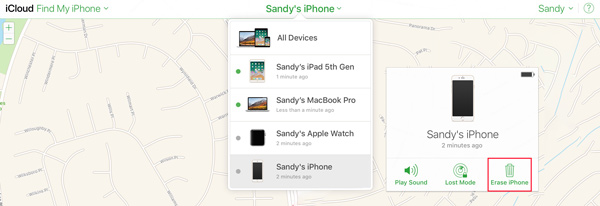 icloud find my erase iphone