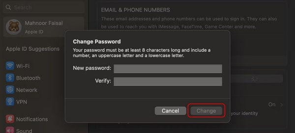 change icloud passcode on mac