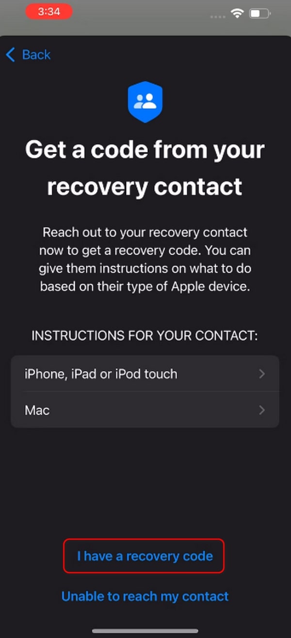 locate recovery code