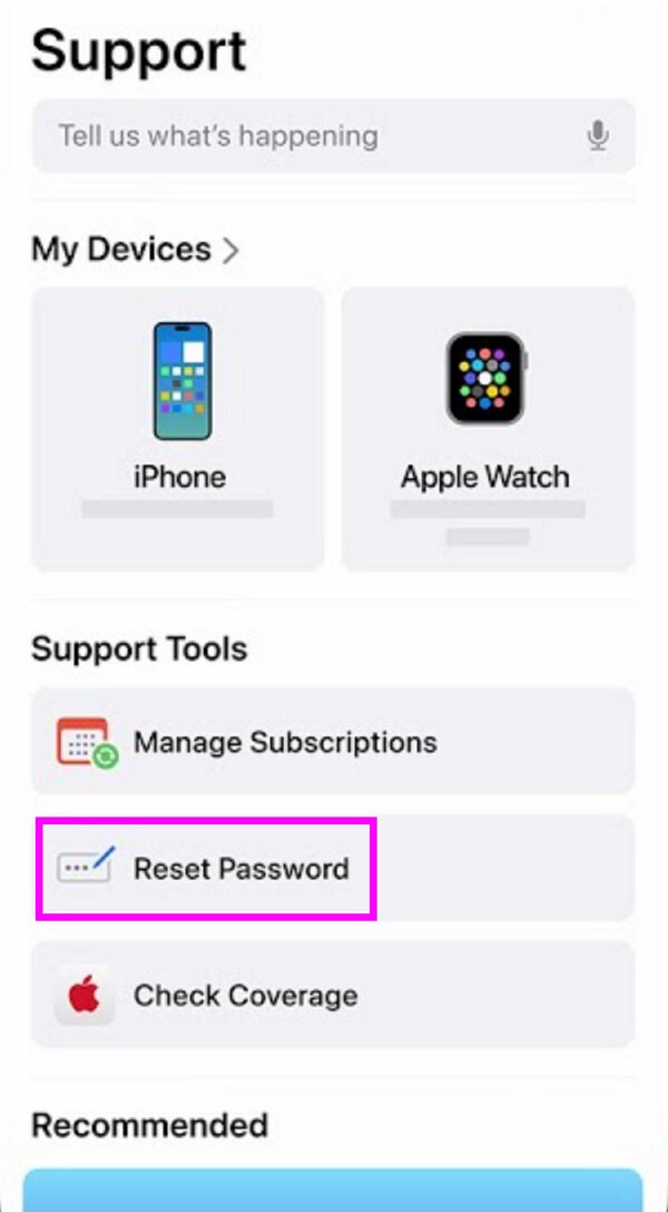 reset itunes password through borrowed device