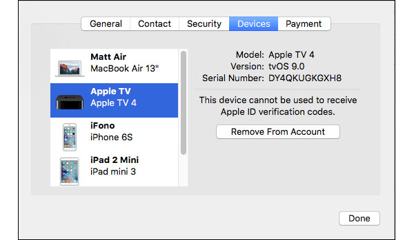 remove device from account on mac