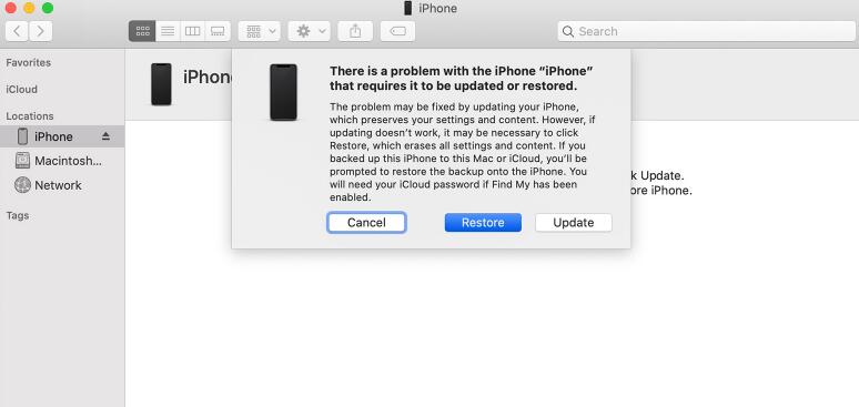 restore iphone via finder