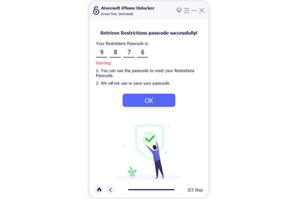 retrieve restritions passcode successfully
