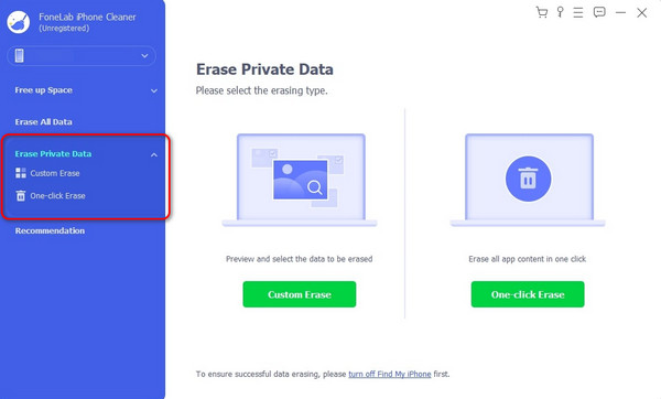 choose erase private data