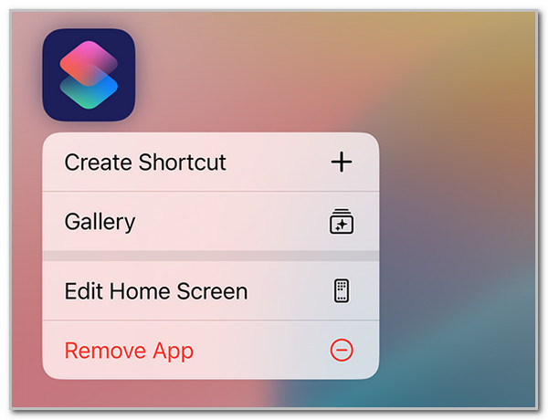 tap remove app button