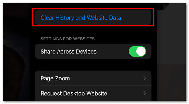 clear history and website data