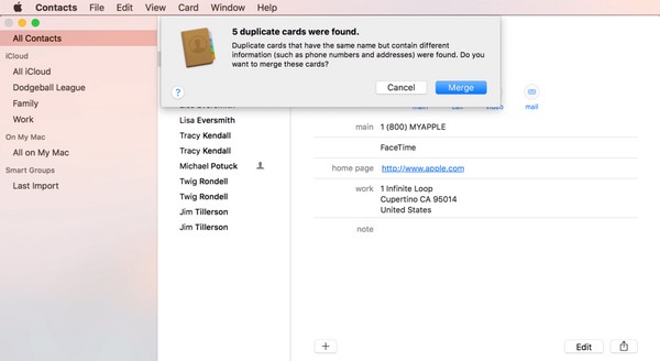 delete dulplicate contacts on mac