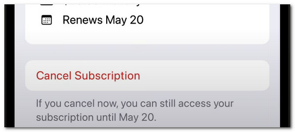 tap cancel subscription button