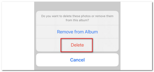 点击 iPhone 照片应用程序上的删除按钮