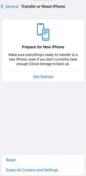 transfer or reset iphone