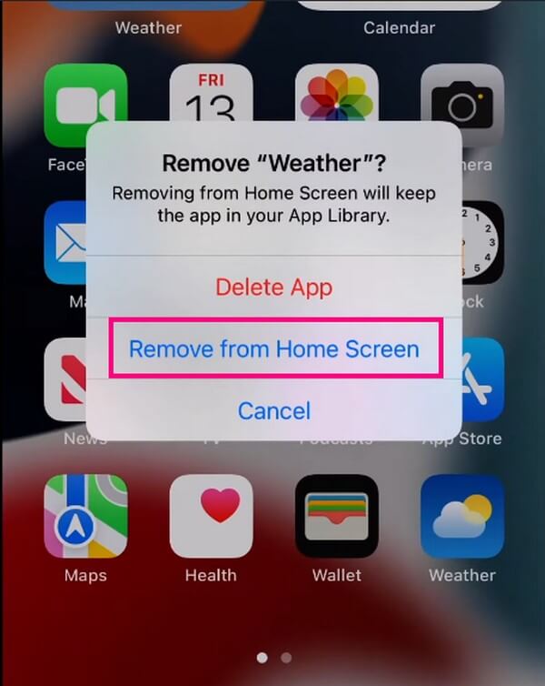 select remove from home screen