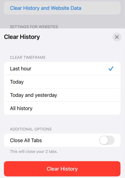 clear history safari