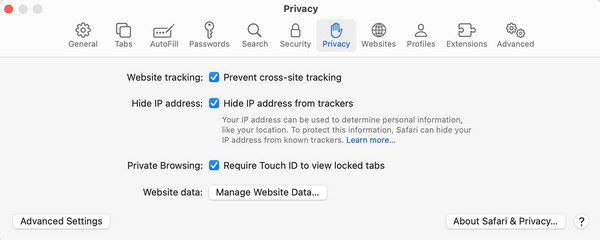 turn on lock private browsing on mac