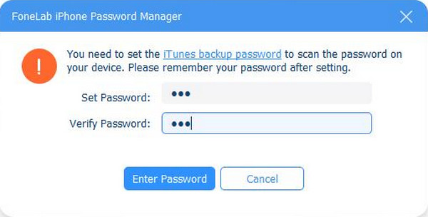 enter itunes backup password