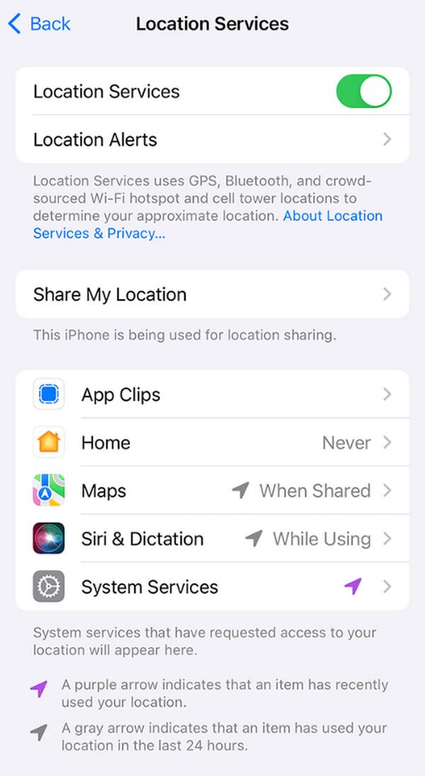 disable location on iphone