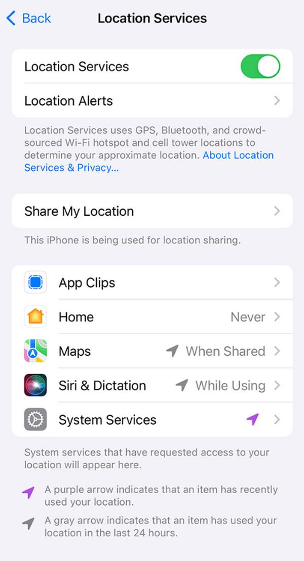 turn off location on iphone