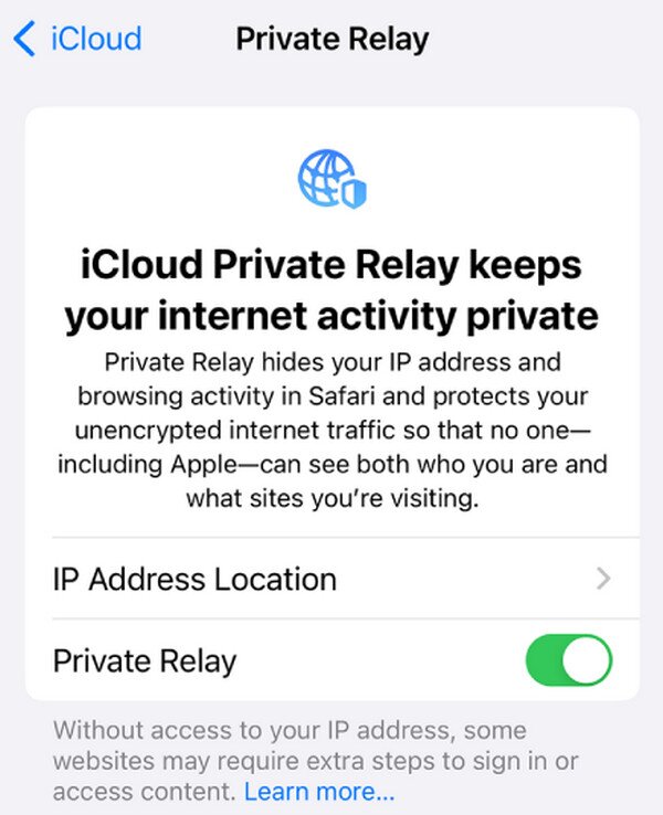 turn on private relay