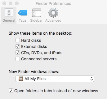 check external disks in finder preferences