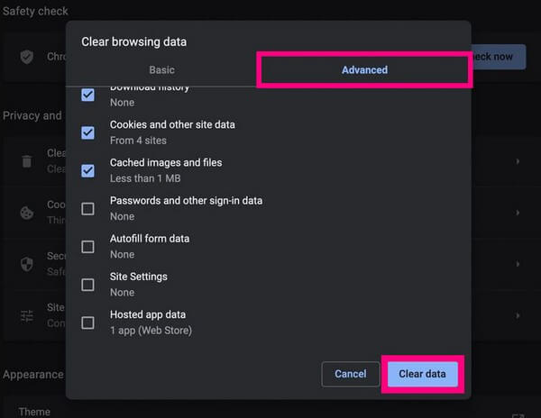 clear cache data