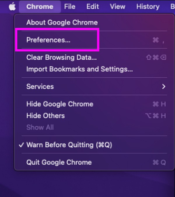 chrome preferences